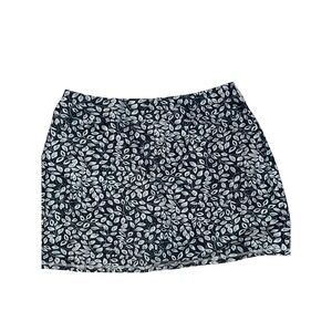 Loukeith Womens XL Athletic‎ Skort Navy Blue White Leaf Print Tennis Golf Skirt